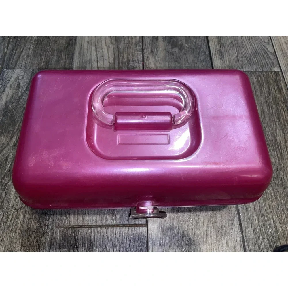 Caboodles Pink Make‎ Up Organizer Case W/Mirror Divided Tray